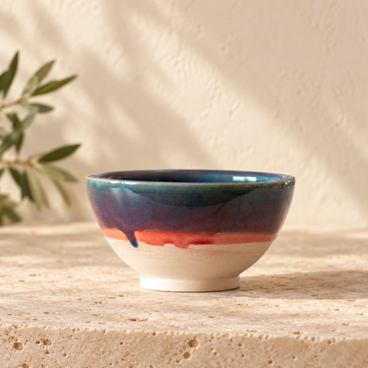 Hand-Thrown Mask Mixing Bowl